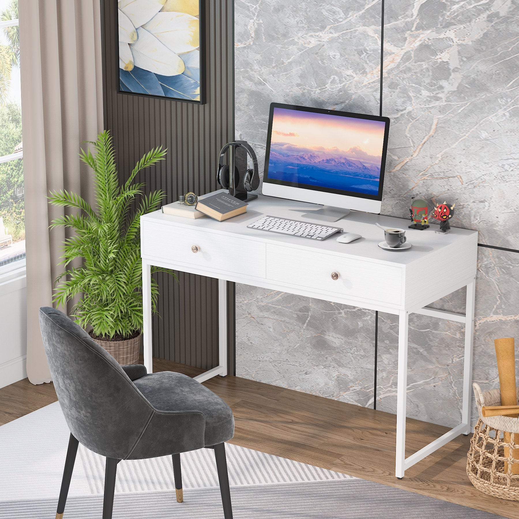 Computer Desk with 2 Drawers